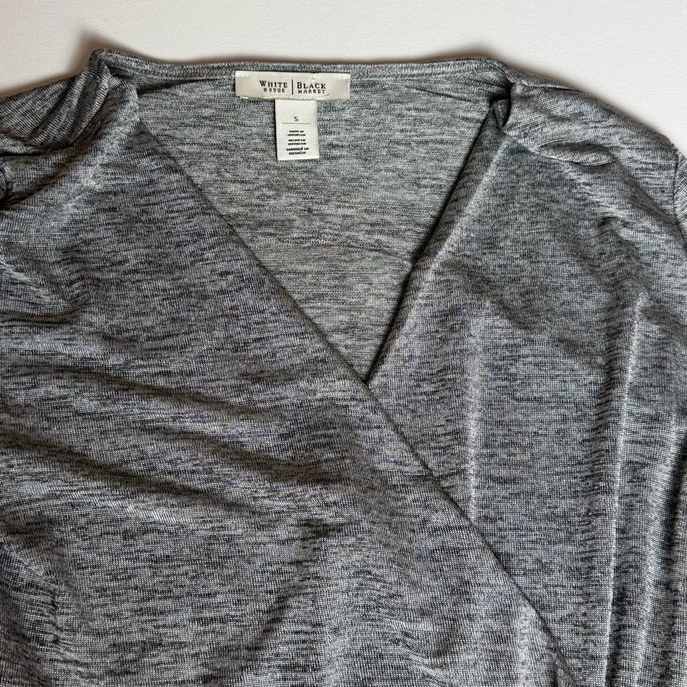 White House Black Market Heather Gray ruched‎ Dress size small - Picture 5 of 8